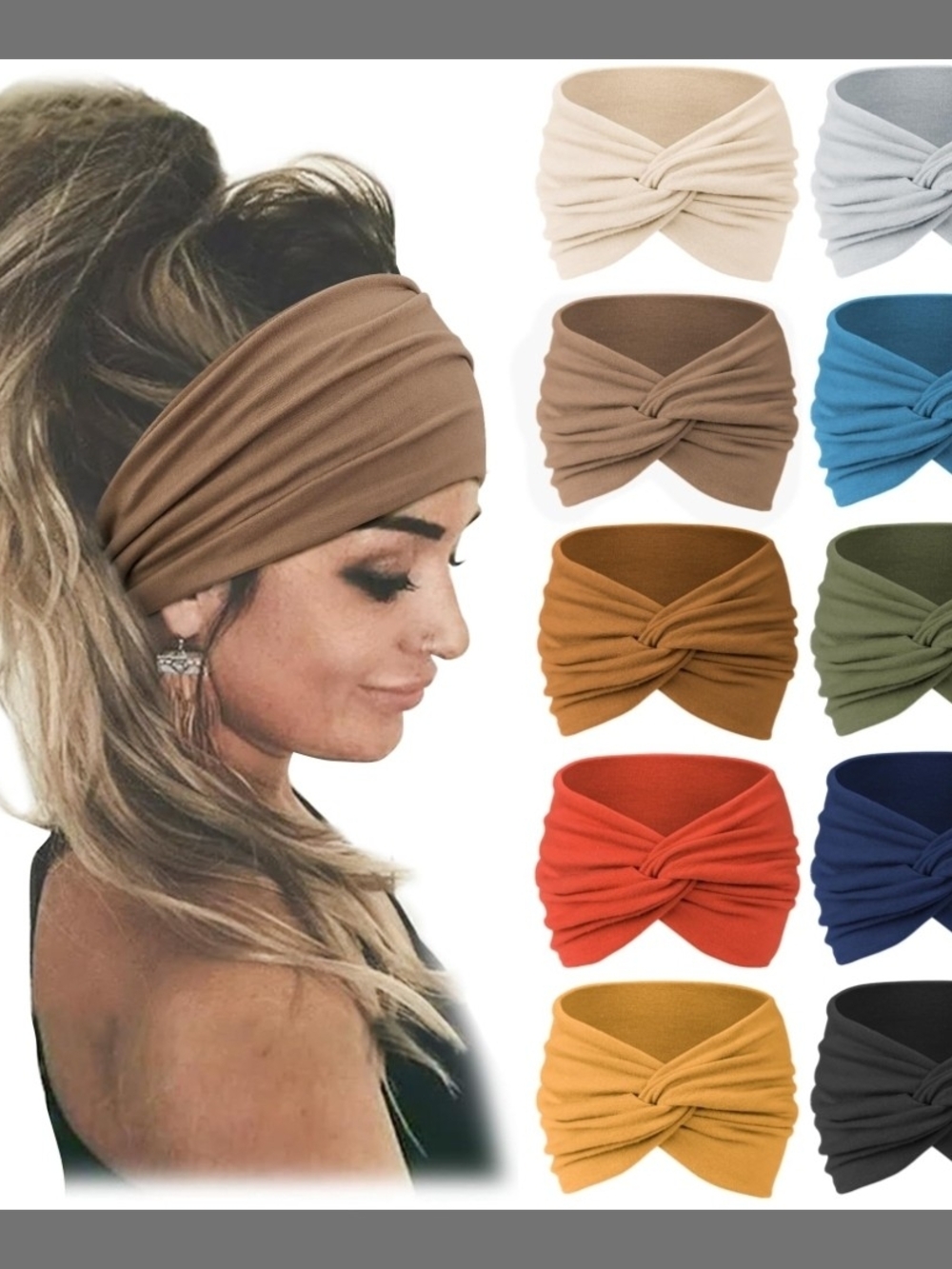 Jesries 10 PCS Extra Wide Turban Headbands for Women